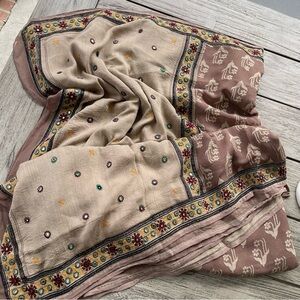 Vintage Indian Saree Sari Long Embroidered Scarf Wrap Dress